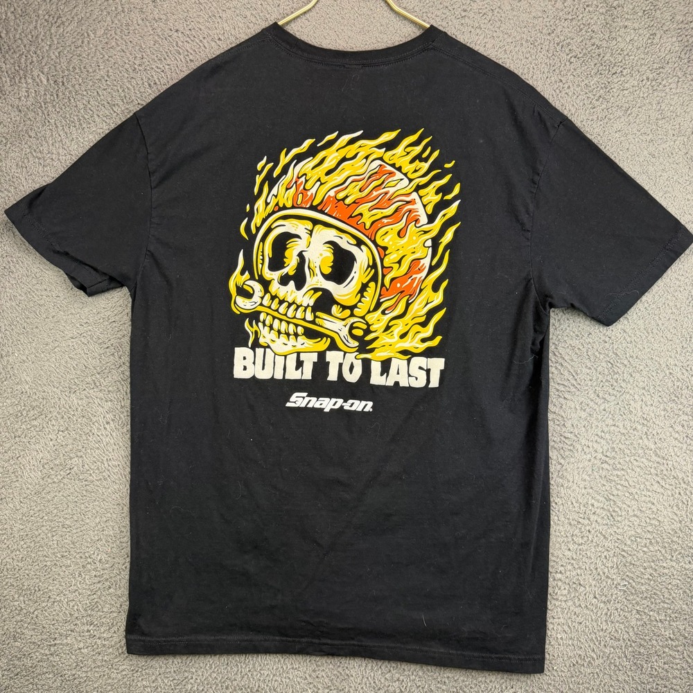 Snap-on Tools Mens Built To Last Flaming Skull Graphic T-Shirt Black XL
